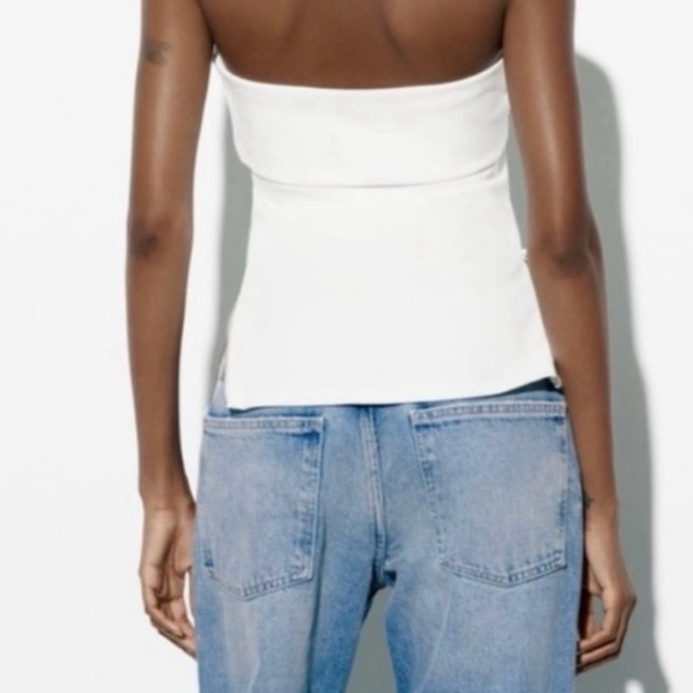 NWT Zara White Strapless Tube Top with Silver Zippers – Size M - Picture 4 of 9